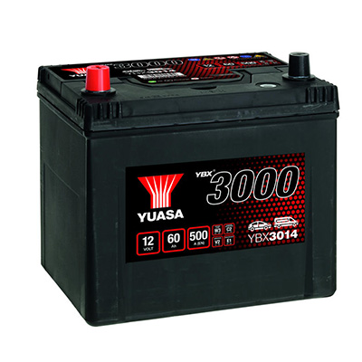 Startbatteri Yuasa YBX3014 12V 60Ah 500A(EN) i gruppen BATTERIER / BIL & MC / STARTBATTERIER hos TH Pettersson AB (105-YBX3014)