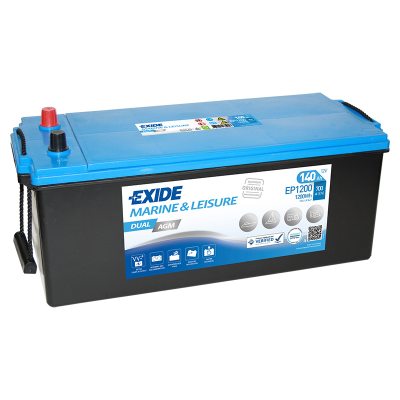 Batteri EP1200 EXIDE DUAL AGM 140Ah 1200Wh 700A(EN) i gruppen BATTERIER / MARIN & FRITID / FRBRUKNINGSBATTERIER hos TH Pettersson AB (32-EP1200)