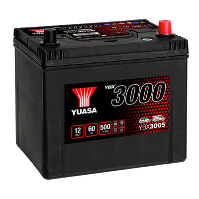 Startbatteri Yuasa YBX3005 12V 60Ah 500A(EN) i gruppen BATTERIER / BIL & MC / STARTBATTERIER hos TH Pettersson AB (105-YBX3005)