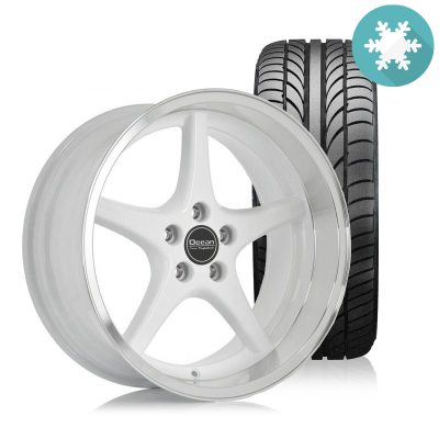 Ocean MK18 Vit 8,5x18 5x108 ET6 NAV 65,1 - 225/40R18 Budget Vinterdäck