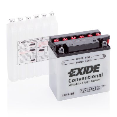 MC-batteri EXIDE MC 12N9-3B 9Ah 85A(EN) i gruppen BATTERIER / BIL & MC / MC BATTERIER hos TH Pettersson AB (32-12N9-3B)