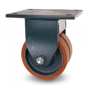 Industrihjul Kraftigt Dubbelhjul Polyuretanbana Fast, Kullager 3500kg. Hjul 250x80mm.