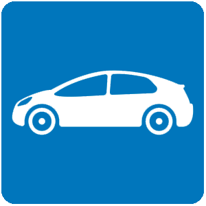 vit symbol på en bil på blå bakgrund