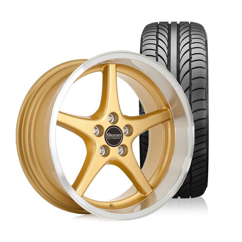 Ocean MK18 Guld 8,5x18 5x108 ET6 NAV 65,1 - 215/35R18 Budgetd�ck