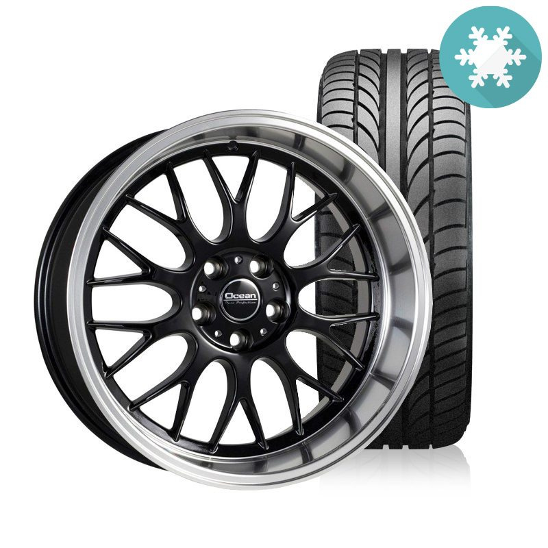Ocean Super DTM Svart 8,5x18 5x108 ET6 NAV 65,1 - Komplett med vinterd�ck
