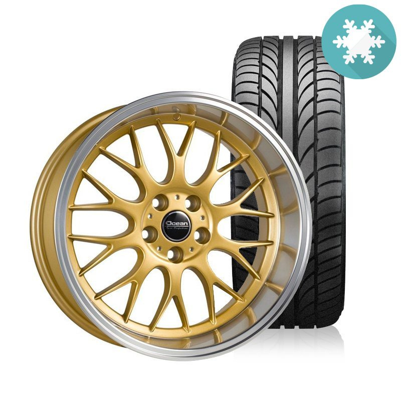 Ocean Super DTM Guld 8,5x18 5x108 ET6 NAV 65,1 - Komplett med vinterd�ck