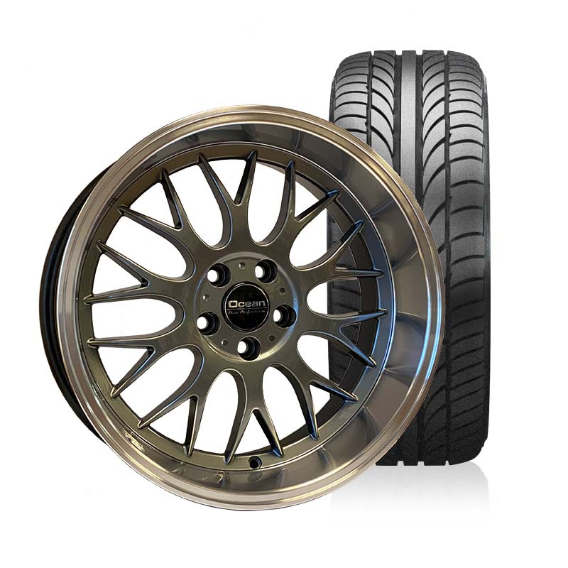 Ocean Super DTM Antracit 8,5x18 5x108 ET6 NAV 65,1 - Komplett med vinterd�ck