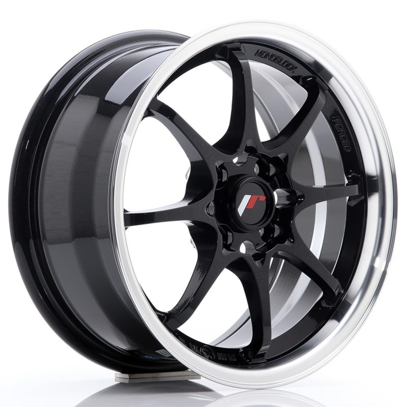 Japan Racing JR5 15x7 ET35 4x100 Gloss Black w/Machined Lip