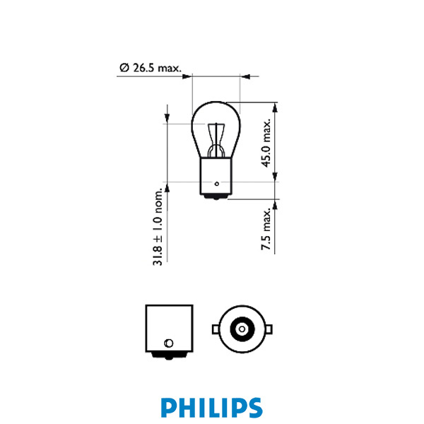 Philips Gl�dlampa P21W 12V 21W