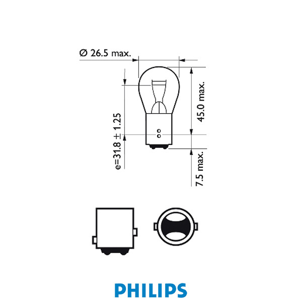Philips Gl�dlampa P21/5W 12V 21/5W