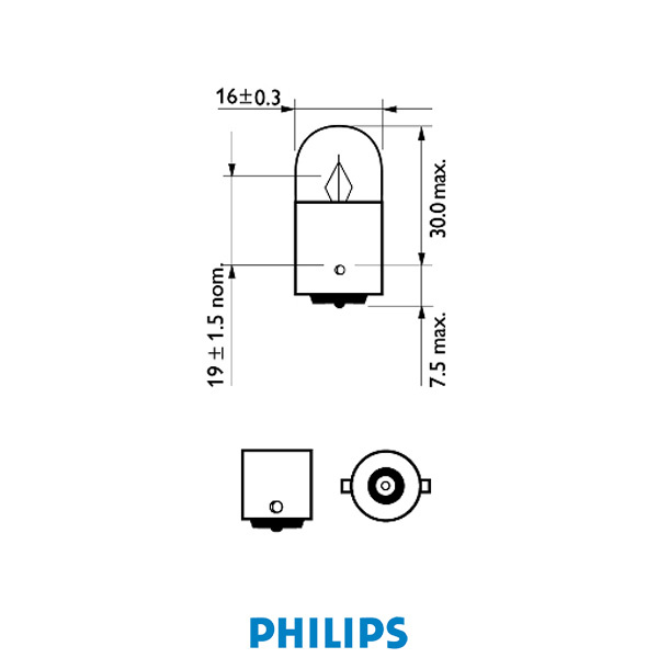 Philips Gl�dlampa 12V 5W BA15s