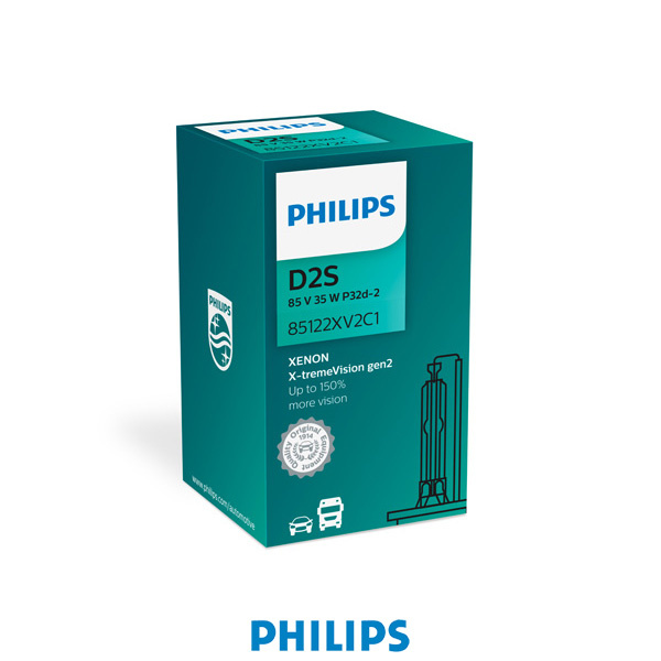 Philips Gasurladdningslampa D2S X-tremeVision gen 2, 35W 4800K Xenon +150% P32d-2