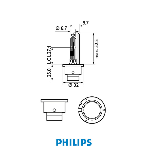 Philips Gasurladdningslampa D2R Vision 35W 4600K Xenon P32d-3
