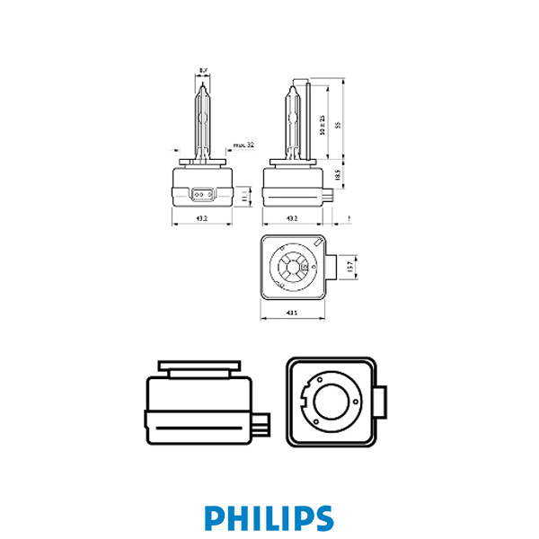 Philips Gasurladdningslampa D1S Vision 35W 4600K Xenon PK32d-2