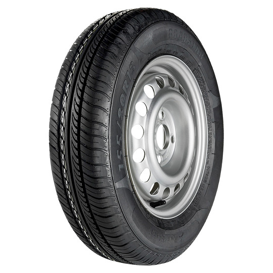 Sl�pvagnshjul / Trailerhjul Sommard�ck 155/80R13C + St�lf�lg Silver 4x13 4x100 ET30 NAV 57,1