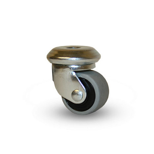 Apparathjul / M�belhjul Gr� Gummibana Centrumh�l, Glidlager 55kg. Hjul 30x19mm.