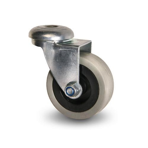 Apparathjul / M�belhjul Gr� Gummibana Centrumh�l, Glidlager 35kg. Hjul 50x18mm.