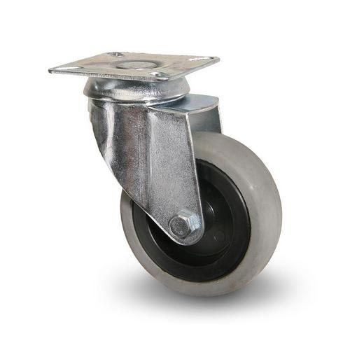 Apparathjul / M�belhjul Gr� Gummibana Platta, Glidlager 25kg. Hjul 40x18mm.