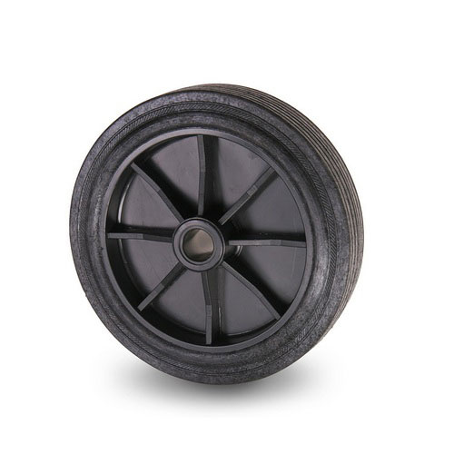 Massivt Hjul 125x30 mm H�rd Gummibana Axelh�l / Navl�ngd 15x45mm, Glidlager.