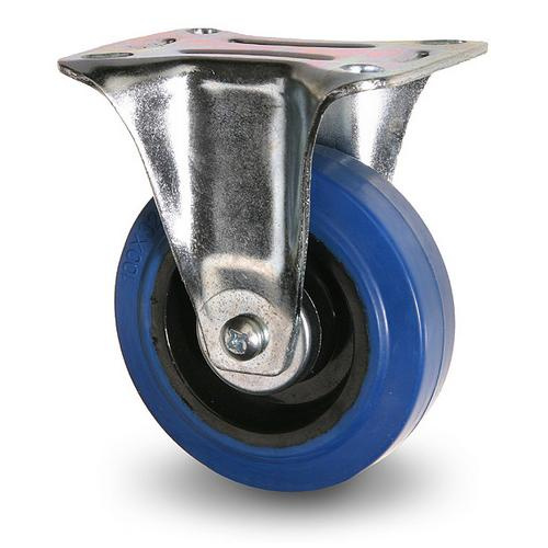 Industrihjul Bl� Fast Elastisk Gummibana, Rullager 100kg