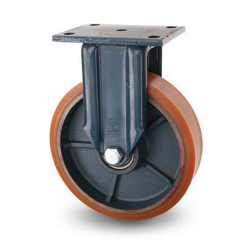 Industrihjul Kraftigt Polyuretanbana Fast F�stplatta, Kullager 1000kg. Hjul 200x50mm.