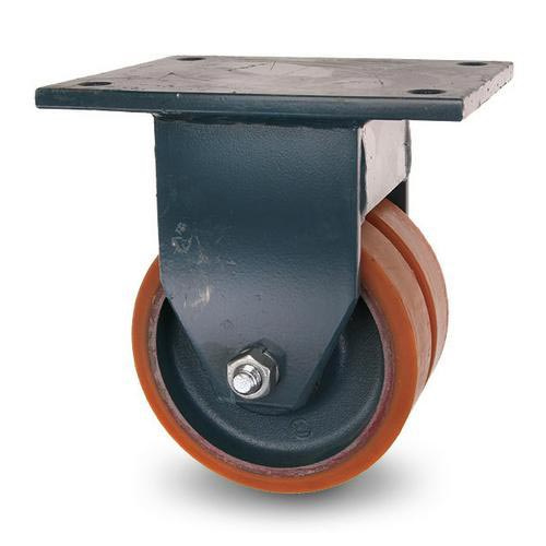 Industrihjul Kraftigt Dubbelhjul Polyuretanbana Fast, Kullager 2800kg. Hjul 250x60mm.