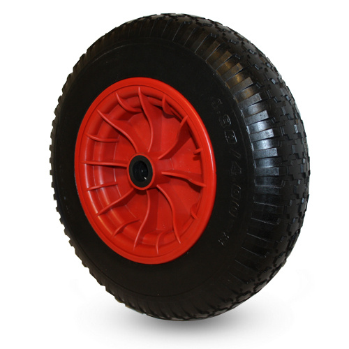 Massivt Hjul 400x100 Polyuretanbana Axelh�l 25mm, Rullager. Hjul 400x100mm.